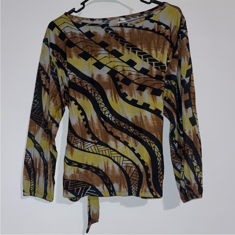 Hawaiian Women's Missing Polynesia size 0 brown green black and gray blouse